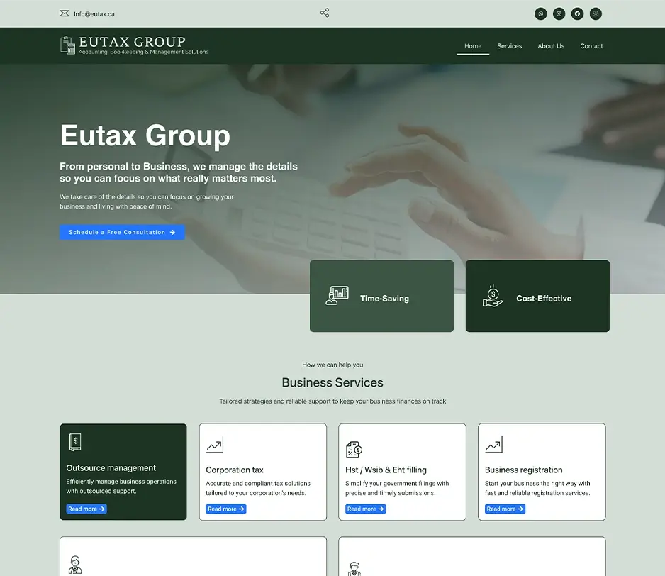 Site Institucional - Eutax Group Canada- LR3 Digital - Agência de Marketing Digital
