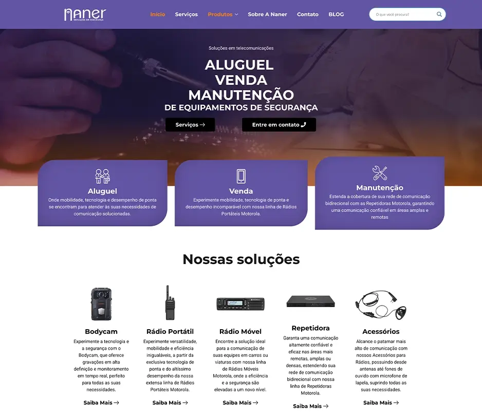 desenvolvimento de sites - Site Institucional - Nanercom - LR3 Digital - Agência de Marketing Digital