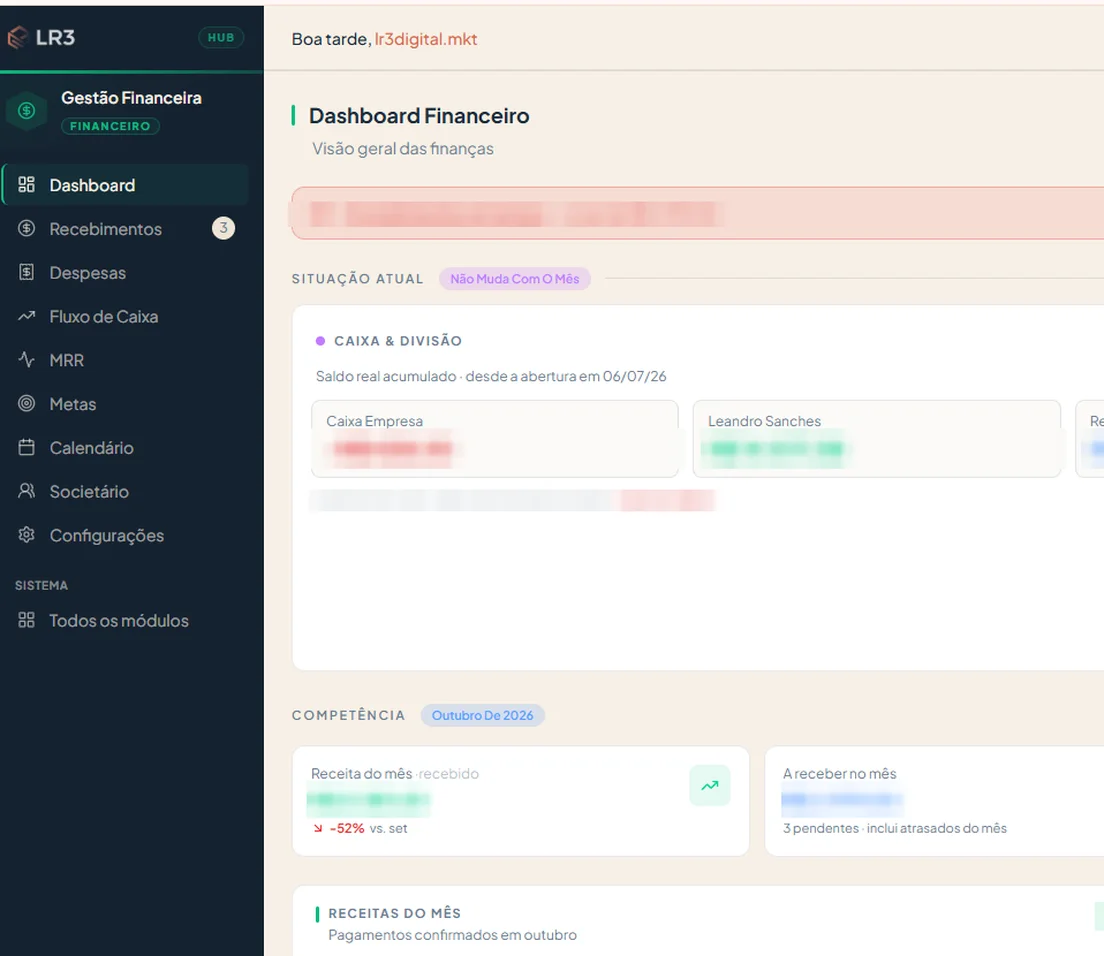 LR3 Hub: financeiro