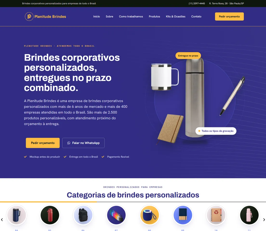 Plenitude Brindes: site